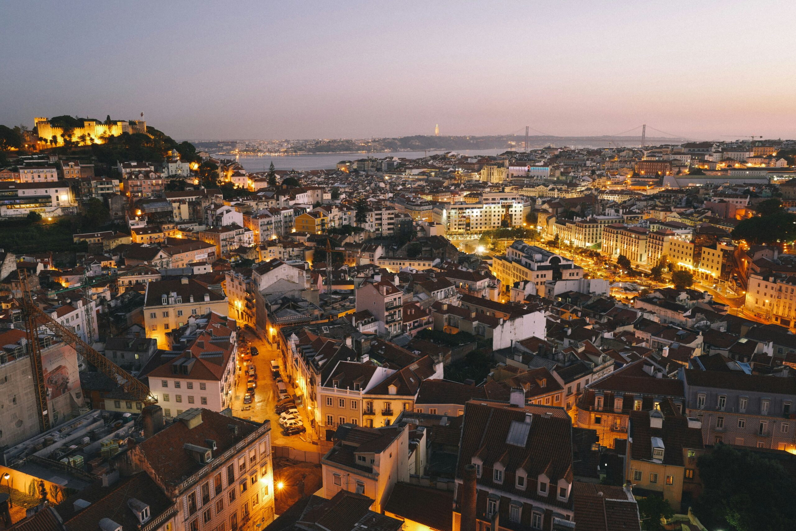 Night view of Lisbon from the peak