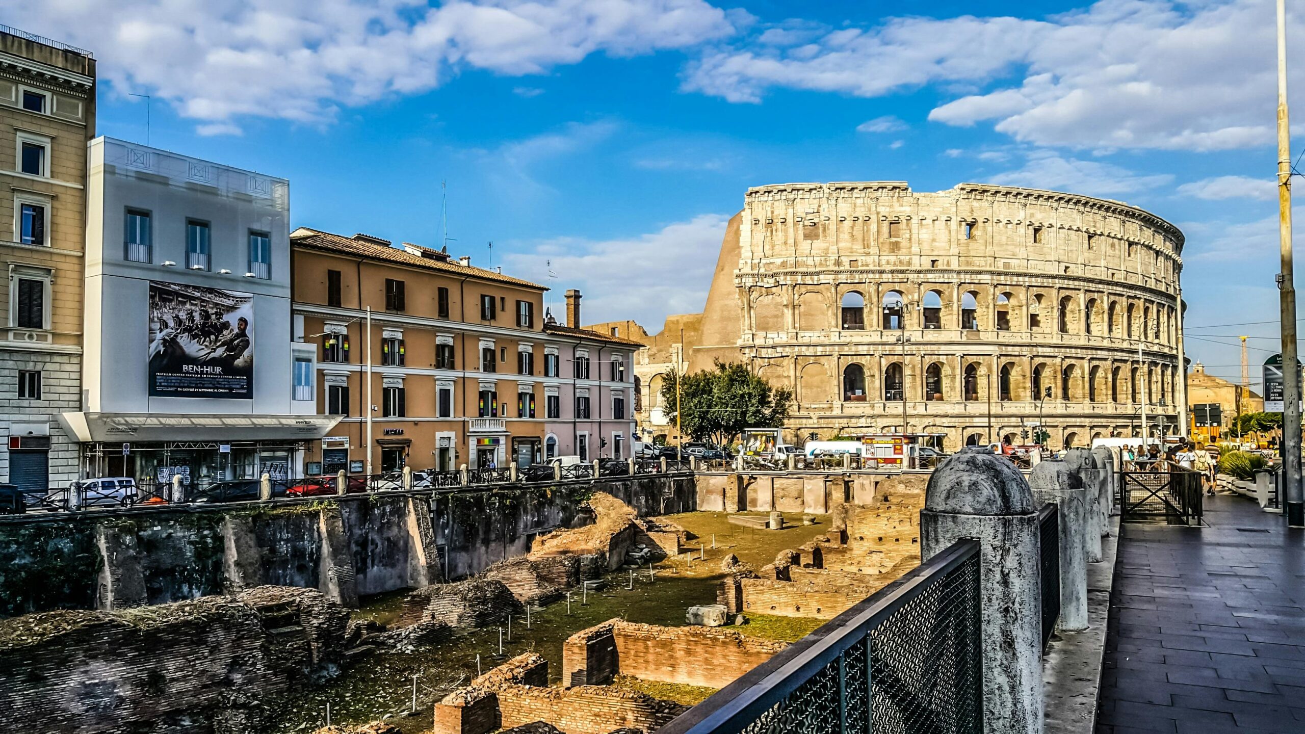 View of the Colosseum on a cloudy day